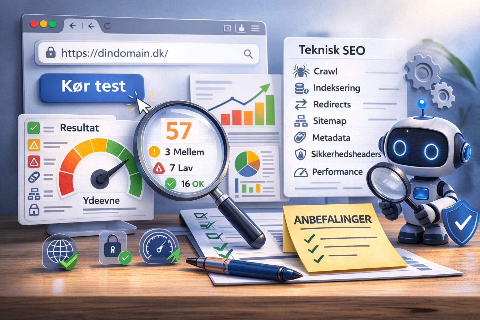 gratis teknisk seo test koer test